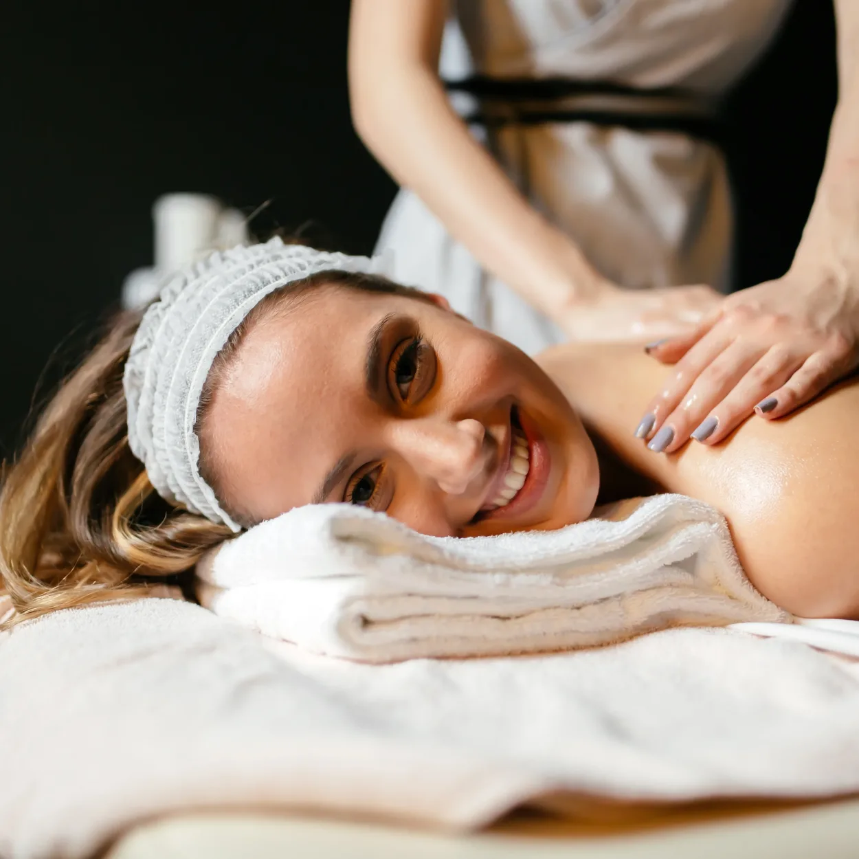 Beautiful woman enjoying massage