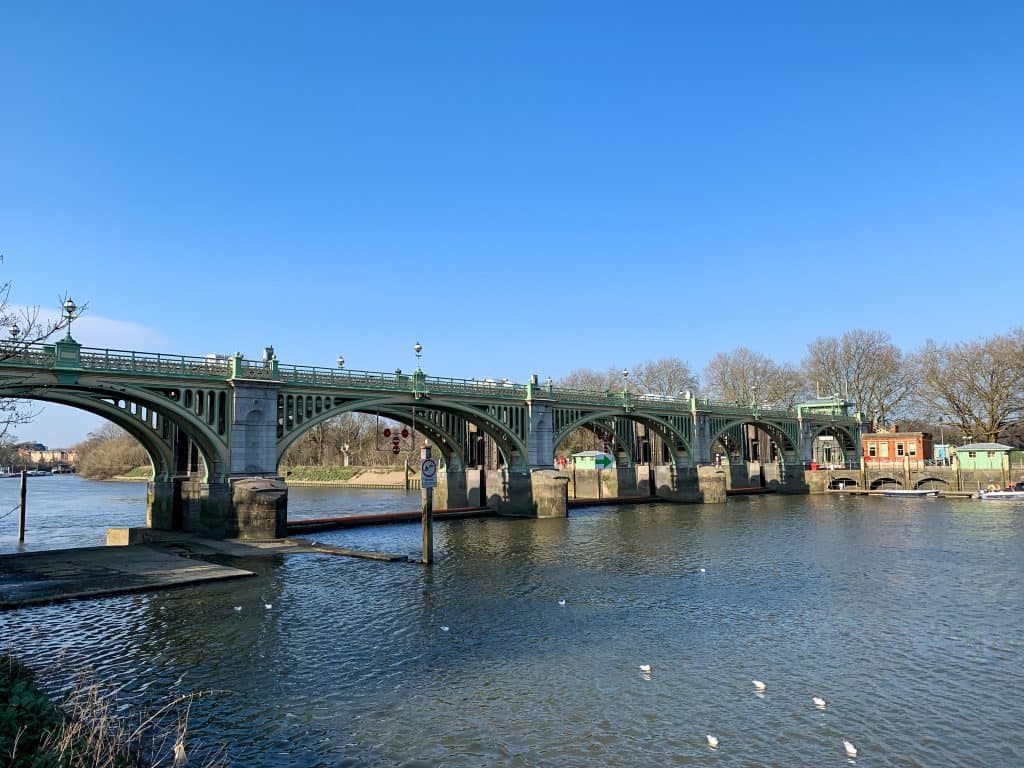 Richmond lock and Weir view. Thames river. West london. Richmond upon Thames