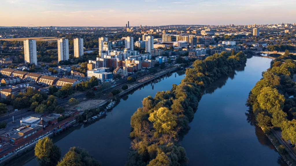 Watermans Park, Brentford UK Drone Shot