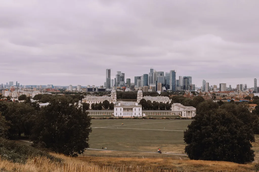 View of Isle of Dogs from Greenwich, London, UK