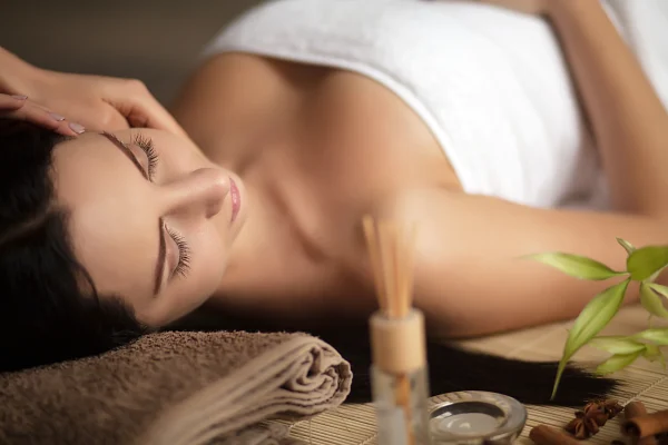 Woman having a massage in a spa