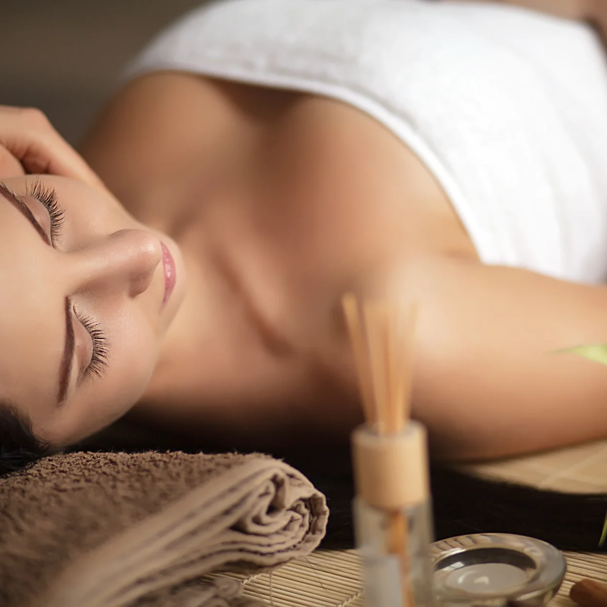 Woman having a massage in a spa